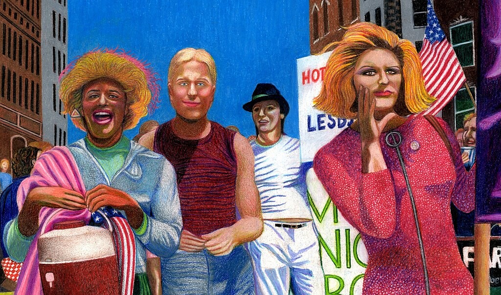 Drawing includes Marsha P. Johnson and Sylvia Rivera, both mentioned on this page